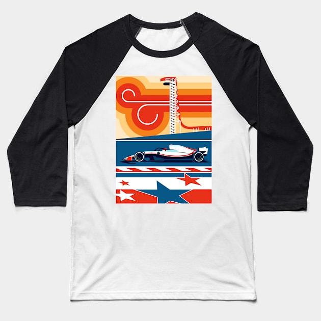 Formula Race Car in Austin Baseball T-Shirt by RaceCarsDriving